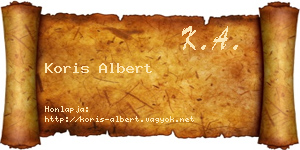 Koris Albert névjegykártya